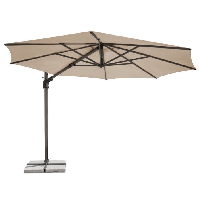 Kettler Luna 3.0m Round Cantilever Parasol with Granite Base - Taupe, Stone or Slate