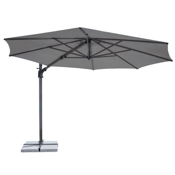 Kettler Luna 3.0m Round Cantilever Parasol with Granite Base - Taupe, Stone or Slate