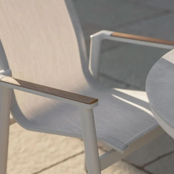 Bramblecrest Sofia Round Table with 4 Armchairs, Parasol & Base Set - Grey