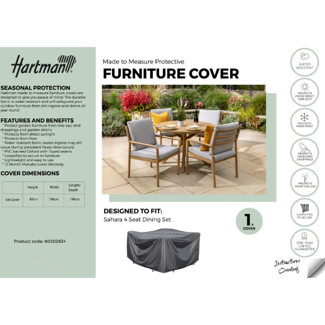 Hartman Sahara 4 Seat Round Dining Set Cover