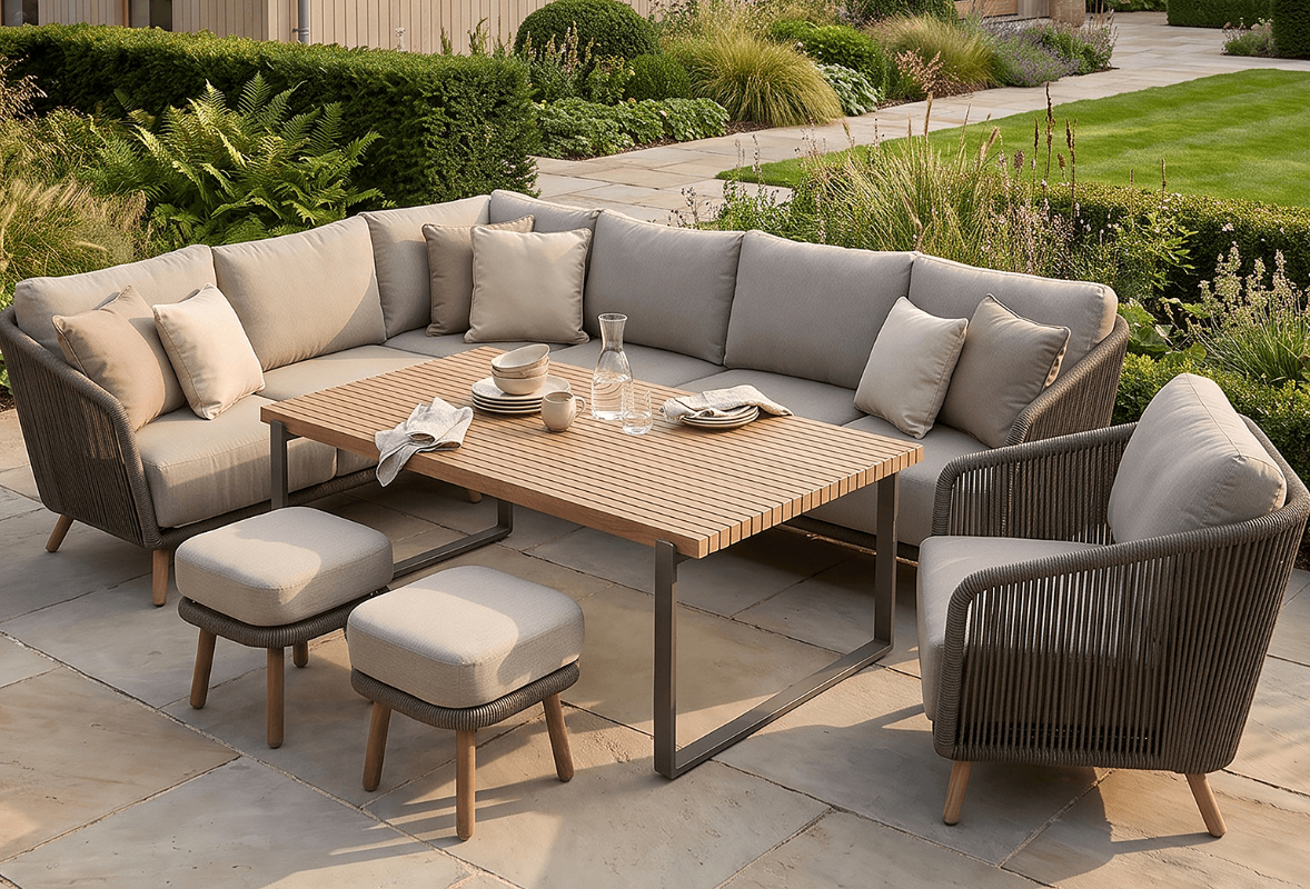 Hartman Silva Rectangular Corner Sofa Set in Nickel / Chai