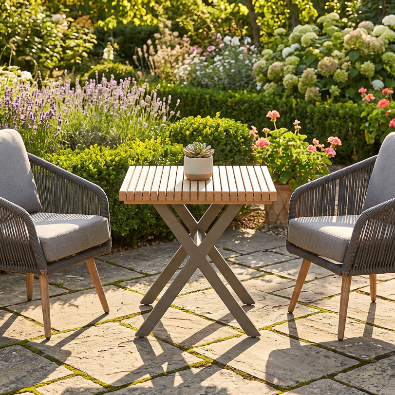 Hartman Silva Bistro Set in Nickel / Chai