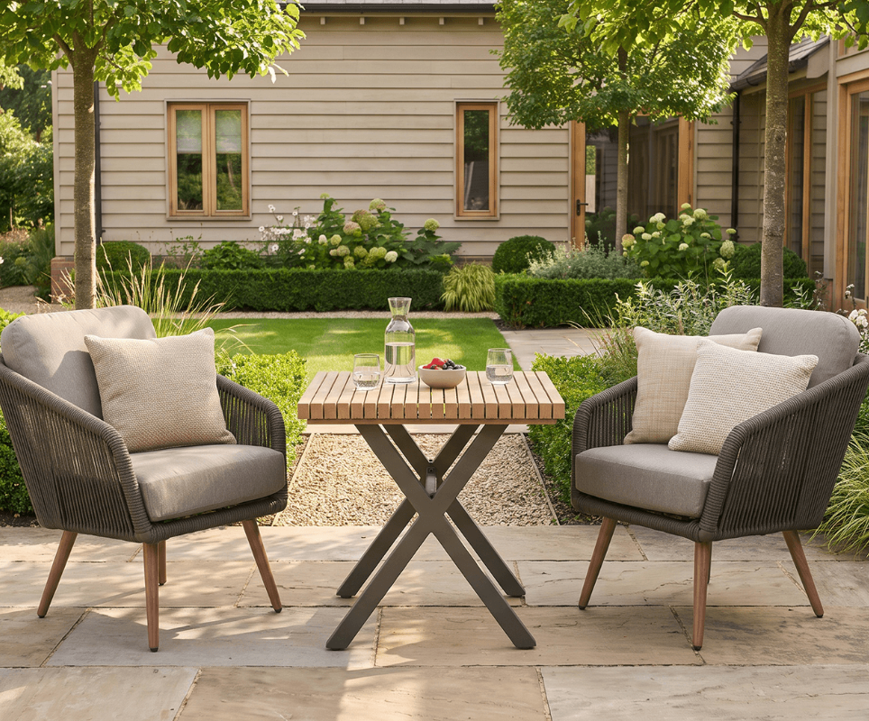 Hartman Silva Bistro Set in Nickel / Chai
