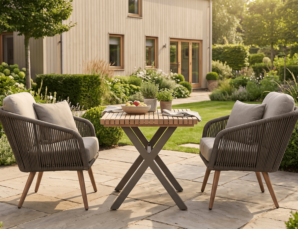 Hartman Silva Bistro Set in Nickel / Chai
