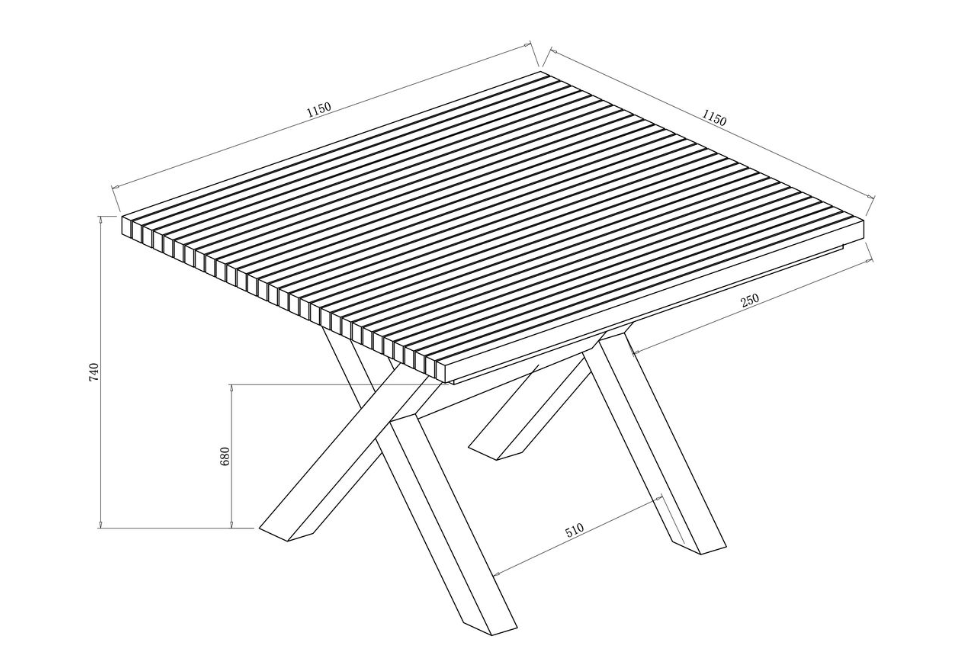 Hartman Silva 4 Seat Square Set in Nickel / Chai