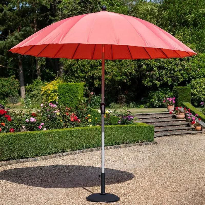 Hartman Shanghai Round 2.7m Parasol - Navy, Ochre, Red Coral