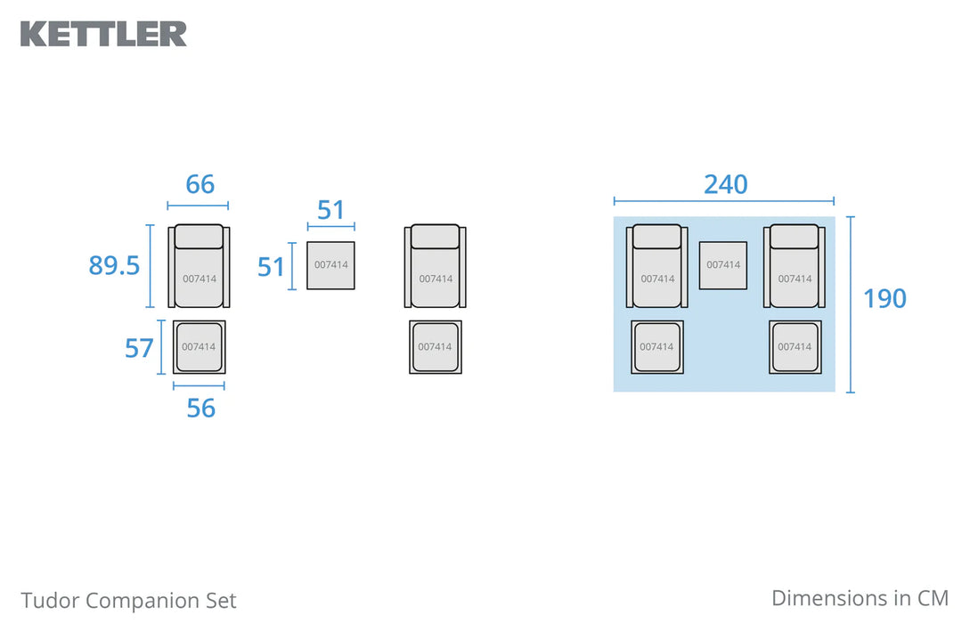 Kettler Tudor Companion Set with Reclining Chairs