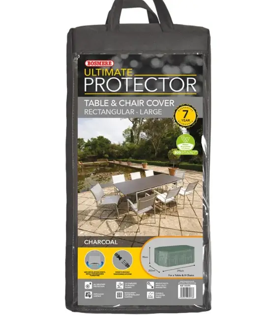 Bosmere Ultimate Protector Rectangular Patio Set Cover 8 Seat Large in Charcoal