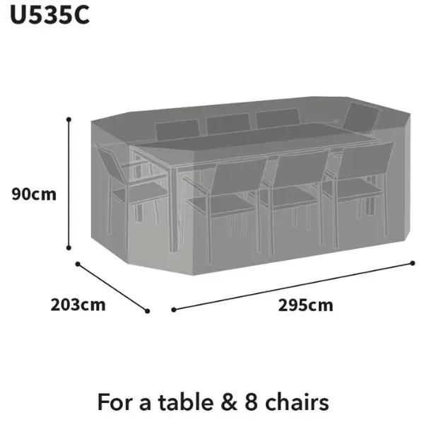 Bosmere Ultimate Protector Rectangular Patio Set Cover 8 Seat Large in Charcoal