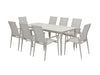 Bramblecrest Sofia Rectangle Table with 8 Armchairs, Parasol & Base Set - Grey