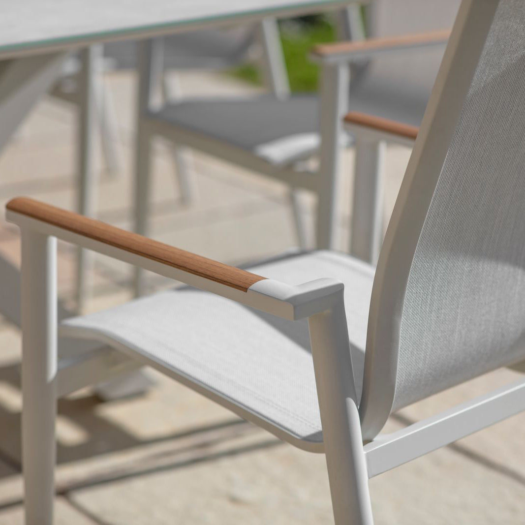 Bramblecrest Sofia Rectangle Table with 8 Armchairs, Parasol & Base Set - Grey