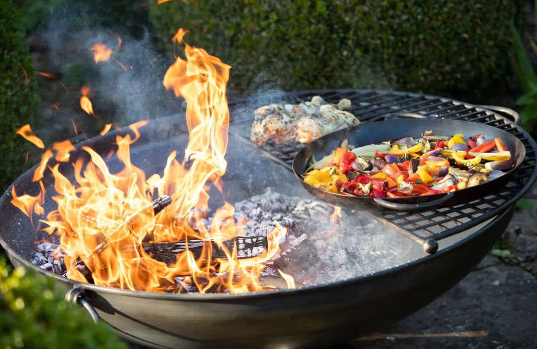 Firepits UK BBQ's and Firepits Plain Jane Garden Fire Pit with Swing Arm BBQ - various sizes from 60cm - 90cm diameter