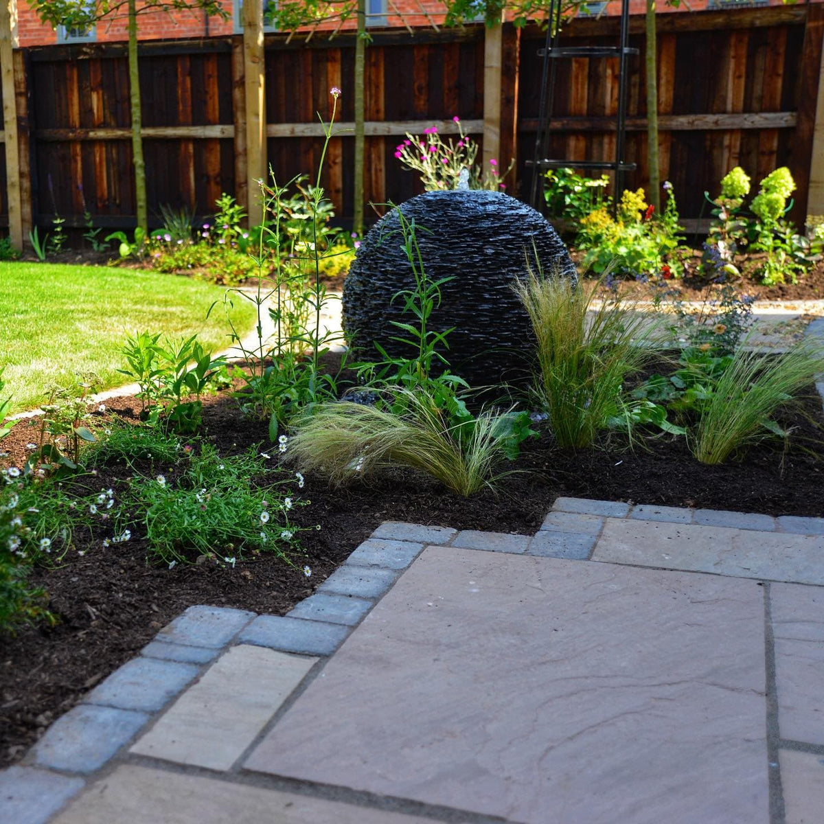 Grey Planet Slate Sphere Water Feature with Complete Package Kit - 90cm Ball