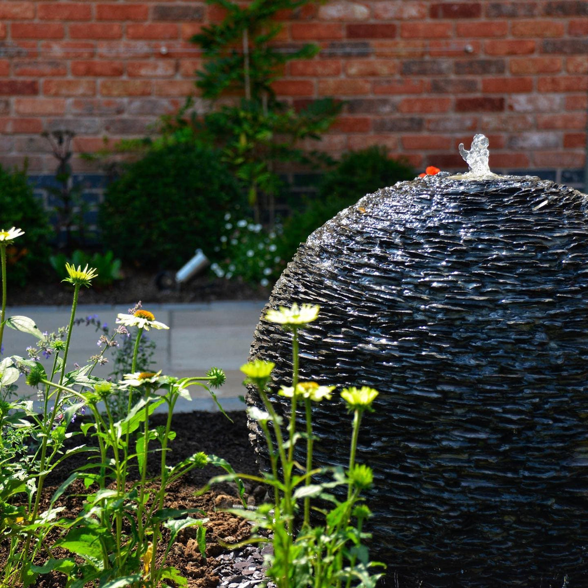 Grey Planet Slate Sphere Water Feature with Complete Package Kit - 90cm Ball