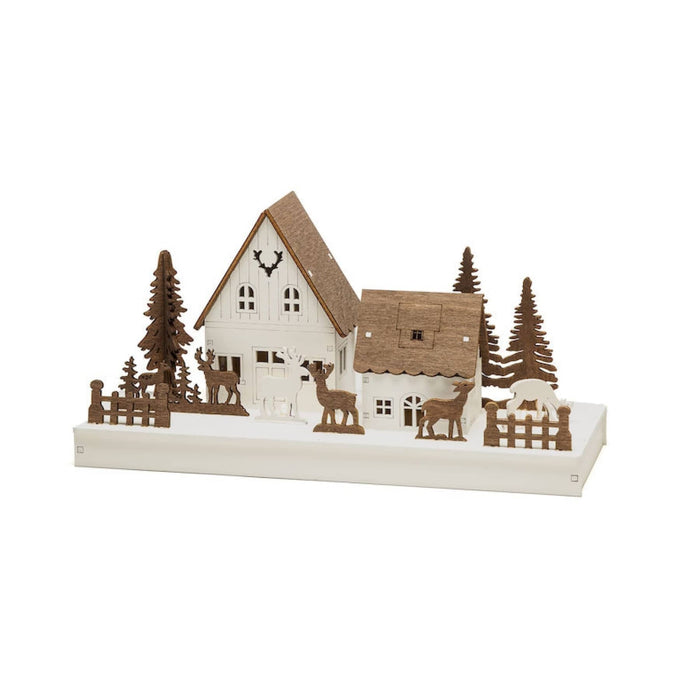 Wooden Houses & Animals  Silhouette 14cm