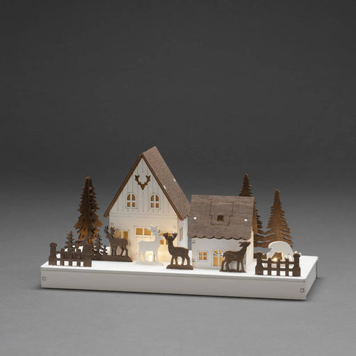 Wooden Houses & Animals  Silhouette 14cm