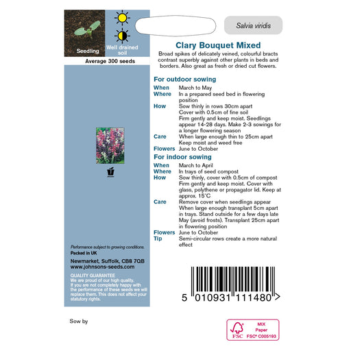Flowers Organic Clary Sage (Biennial) Packet Back