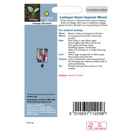 Flowers Lavatera Pastel Mixed Packet Back