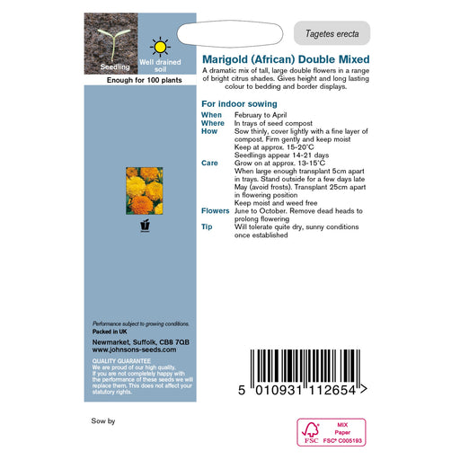 Flowers Marigold (African) Spinning Wheels Packet Back