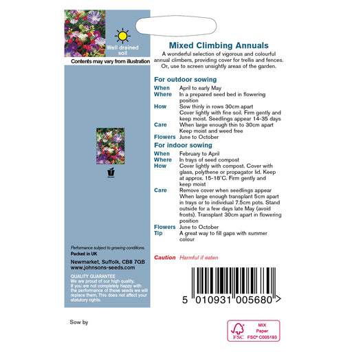 Flowers Mixed Quick And Easy Annuals Packet Back