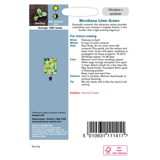 Flowers Nicotiana Roulette Mixed F2 Packet Back