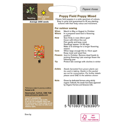 Flowers Poppy Iceland Mixed Packet Back