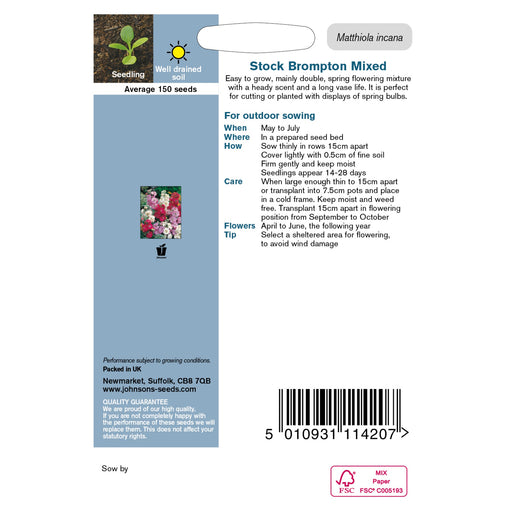 Flowers Stock Night Scented Packet Back