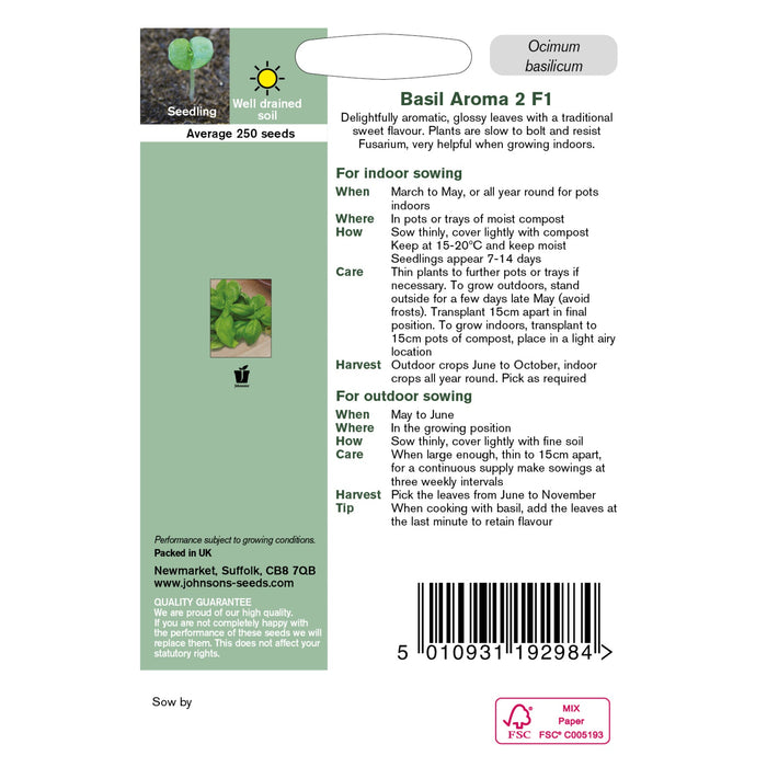Herbs Basil Collection Packet Back