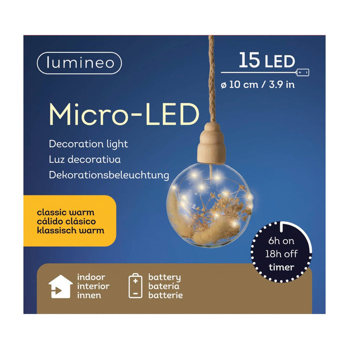 Lumineo Micro LED Dried Floral Ball Classic Warm Indoor (10cm Diameter)
