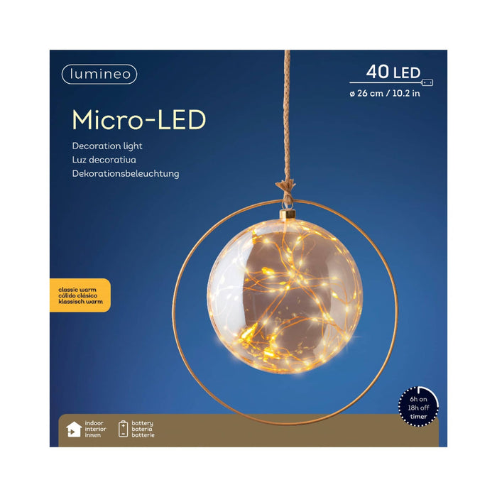 Lumineo Micro LED Copper Ring Ball with Amber Lights Indoor (26cm Diameter)
