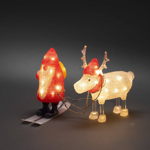 Acrylic Santa & Reindeer 24.5cm