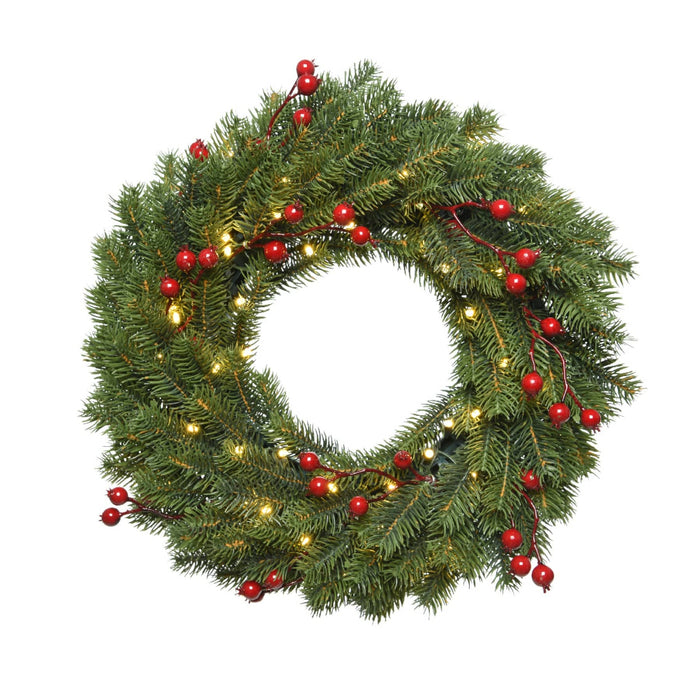 Lumineo Festive Chippewa Wreath With Berries LED Outdoor