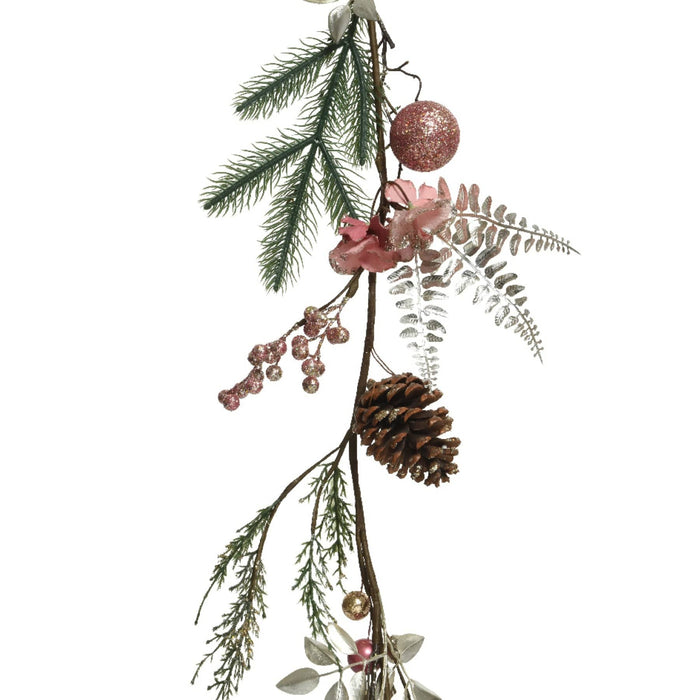 Pink Berries with Pinecones and Leave Garland 130cm