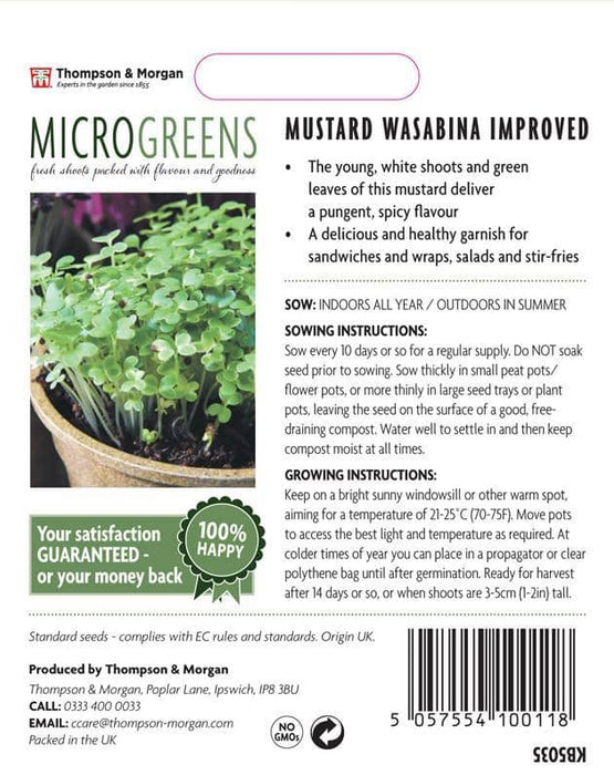 Thompson & Morgan (Uk) Ltd Gardening Thompson & Morgan Microgreens Mustard Wasabina Improved