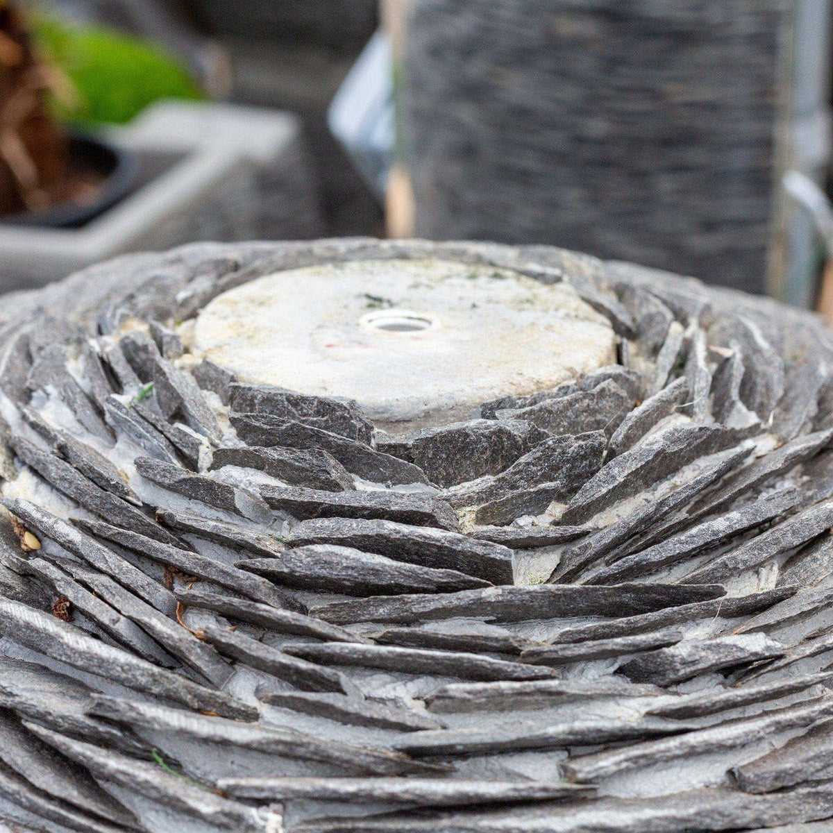 Mid Ulster Garden Centre Water Feature Grey Planet Slate Sphere Garden Water Feature - 40cm Diameter