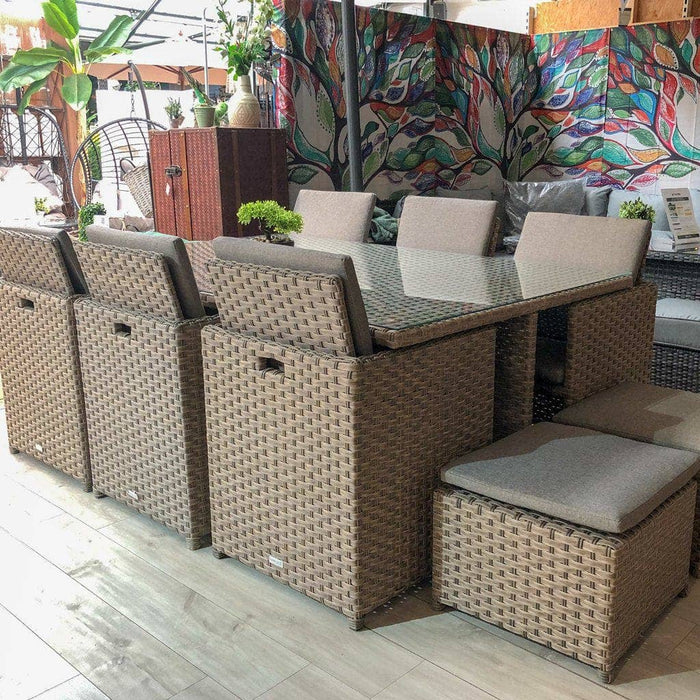 Alexander Rose Garden Furniture Alexander Rose Bespoke Grand 6 Seater Rattan Cube Set in Fawn