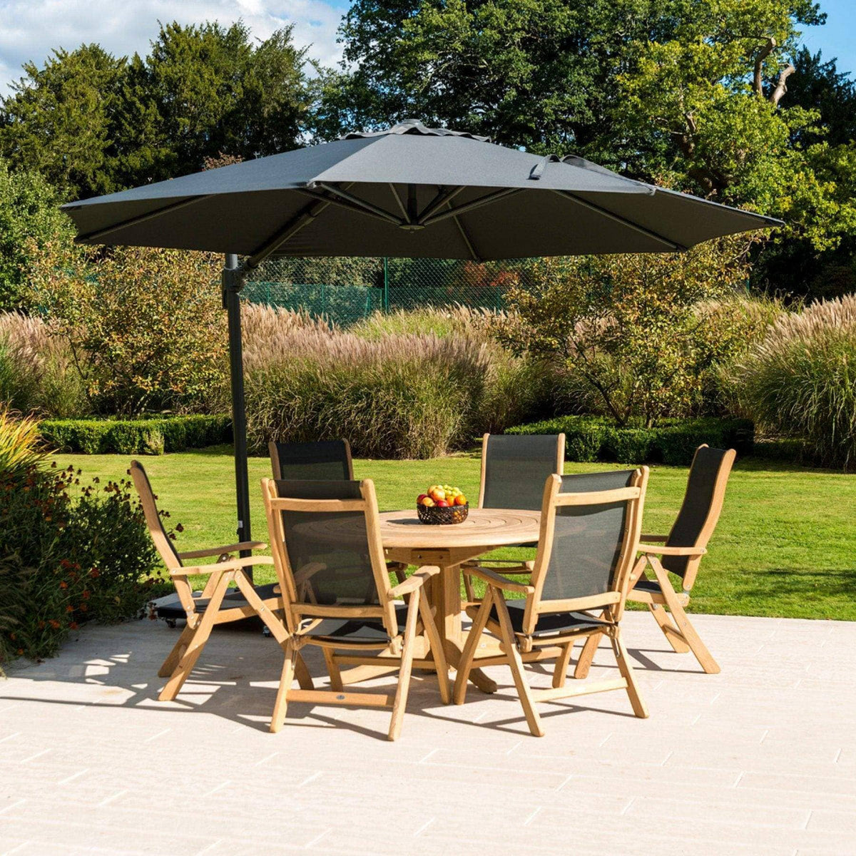 Alexander Rose Garden Furniture Accessories Alexander Rose Round Cantilever Sunshade 3.5m Parasol - Charcoal, Ecru, Taupe