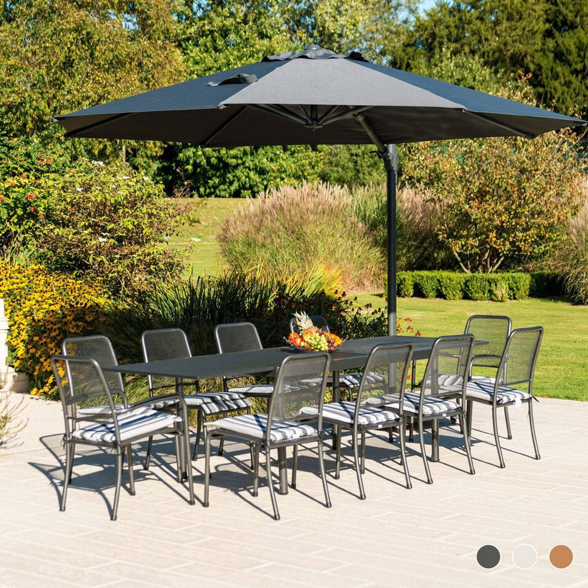 Alexander Rose Garden Furniture Accessories Alexander Rose Round Cantilever Sunshade 3.5m Parasol - Charcoal, Ecru, Taupe