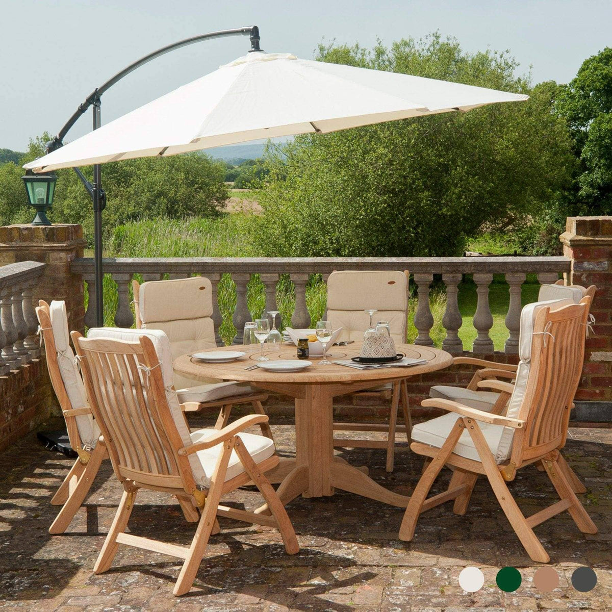 Alexander Rose Garden Furniture Accessories Alexander Rose Round Aluminium Cantilever Parasol 3m Diameter, Taupe, Ecru, Forest Green, Charcoal