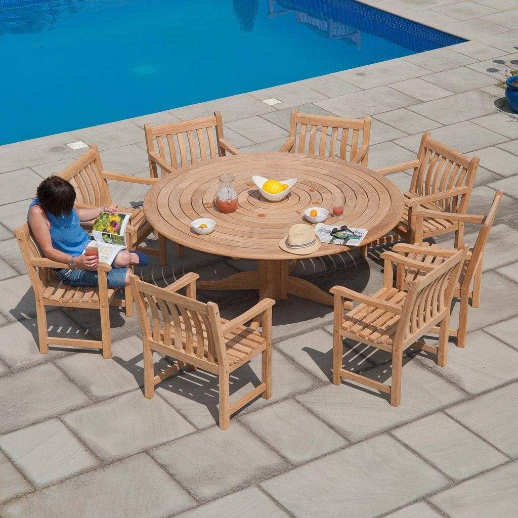 Alexander Rose Garden Furniture Alexander Rose Roble Bengal Round 8 Seater Set - Broadfield Armchairs