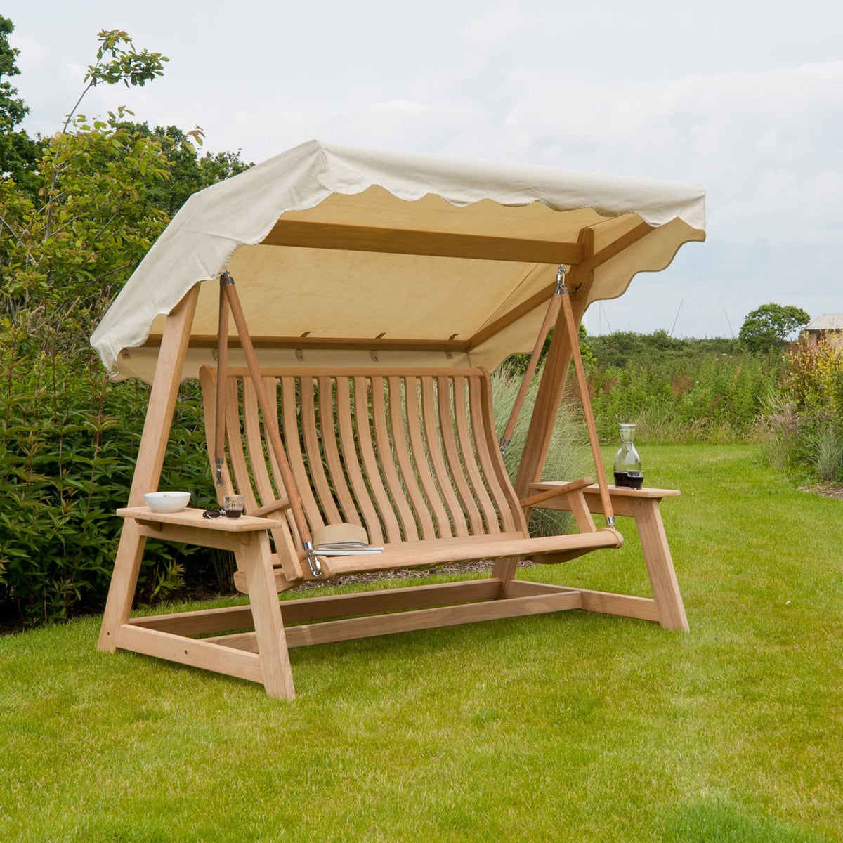 Wooden Canopy Miami Seater Swing Seat Wooden Garden Swing Seat