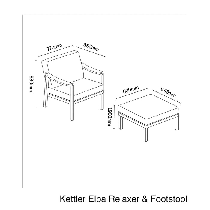 Kettler Garden Furniture Kettler Elba Relaxer With Footstool Including Cushion