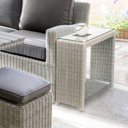 Kettler Garden Furniture Kettler Palma Wicker Glass Top Side Table In White Wash