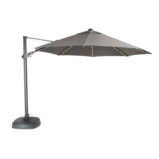 Kettler Garden Furniture Accessories Kettler 3.5m LED Free Arm Large Parasol Grey Frame, Taupe Canopy, LED's and Bluetooth Speaker
