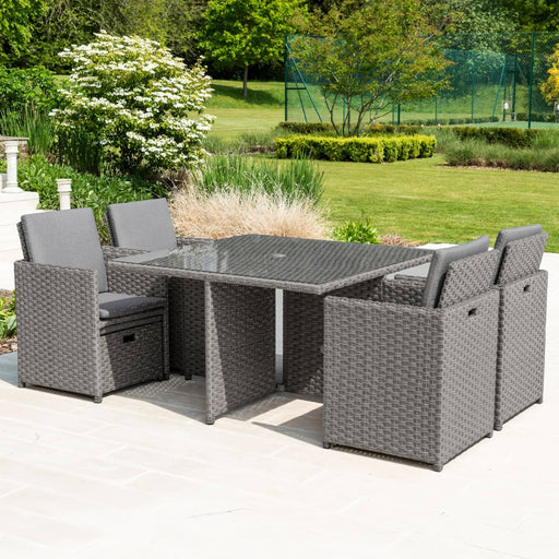 Alexander Rose Garden Furniture Alexander Rose Bespoke Grand 4 Seater Rattan Cube Set in Grey