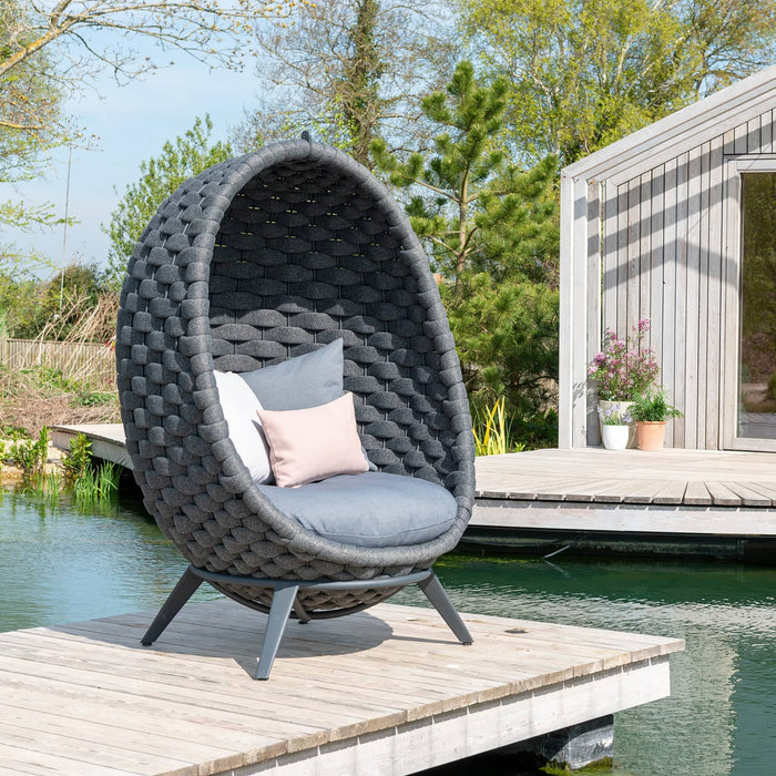 Cordial Luxe Lucy Grey Garden Furniture Egg Chair with Base (Colour Options)