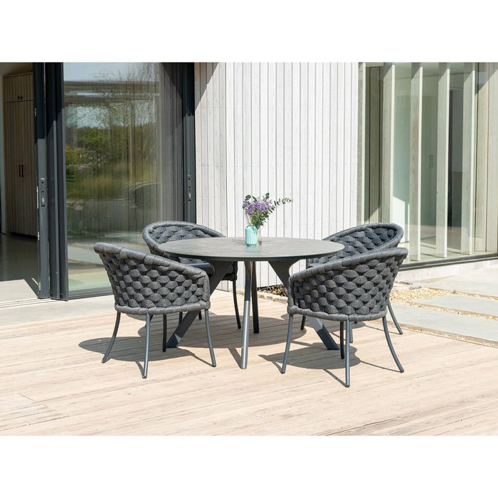 Cordial Luxe Dark Grey Round Garden Dining Set 4 Seater Set (Colour Options)