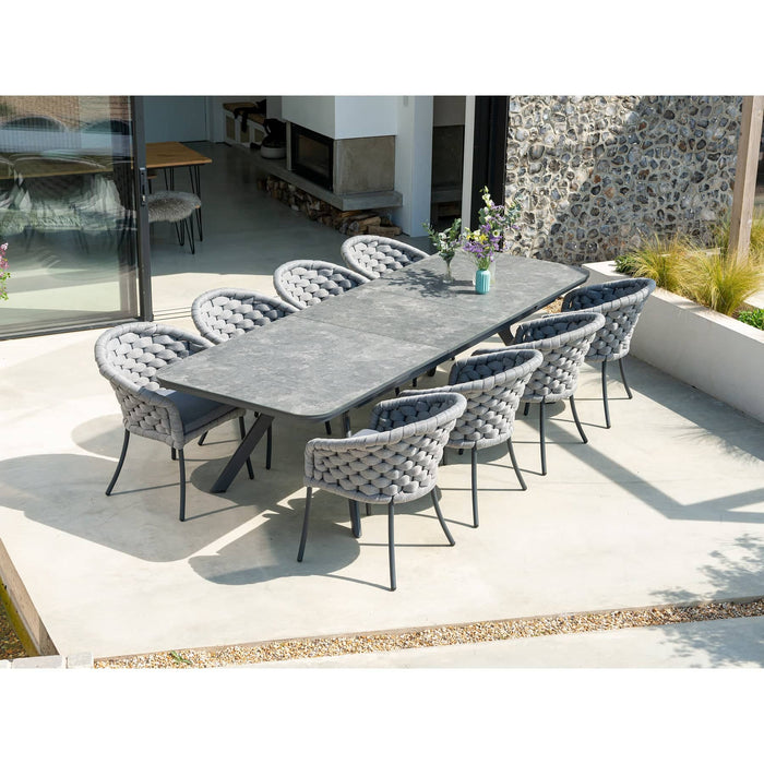 Cordial Luxe Light Grey 8 Seat Extending Outdoor Dining Table Set