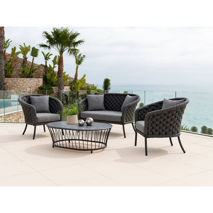 Cordial Luxe Dark Grey Lounge Garden Furniture Set with Coffee Table (Colour Options)
