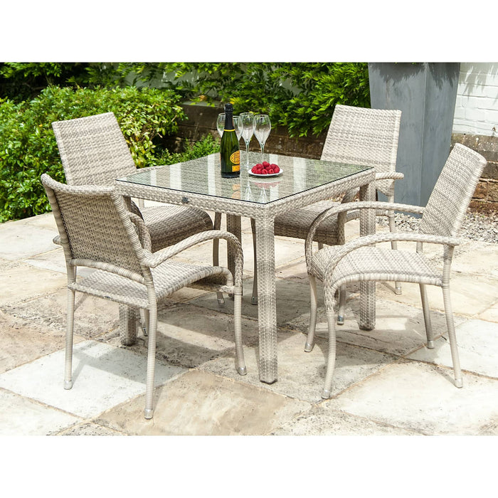 Ocean Pearl 4 Seat Square Table with Glass 80 x 80cm